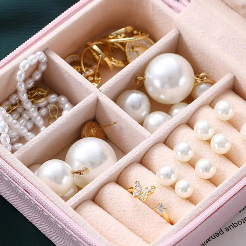 A-Z Letter Jewelry Box Holder Organizer Elegant Packaging Waterproof Velvet Interior Pink Travel Jewelry Case Display