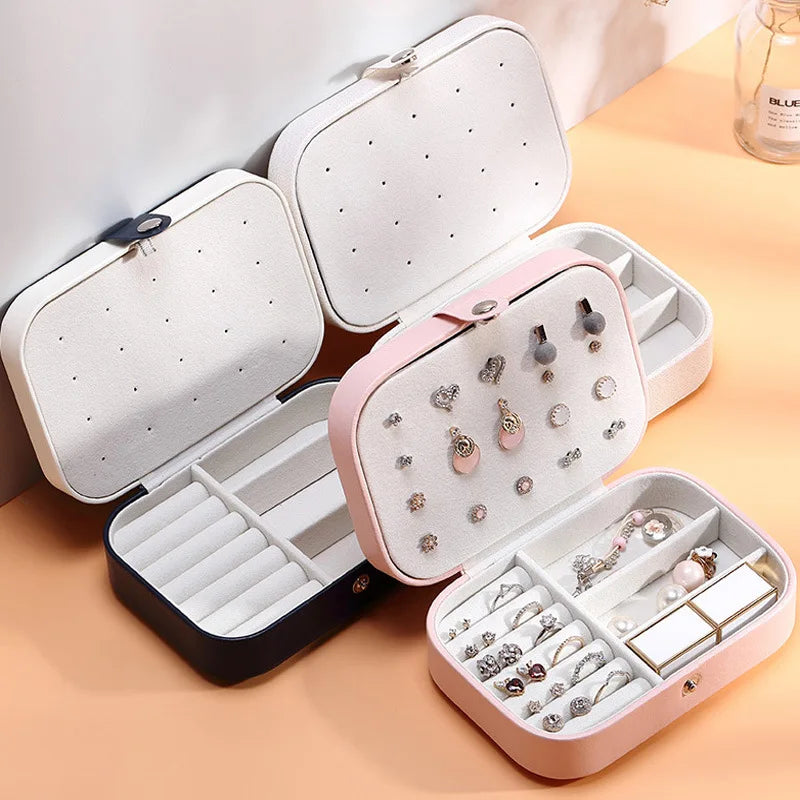 Double-Layer Jewelry Storage Box Portable Travel Jewelry Holder Organizer Storage Display Ring Necklace Stand For Jewelry