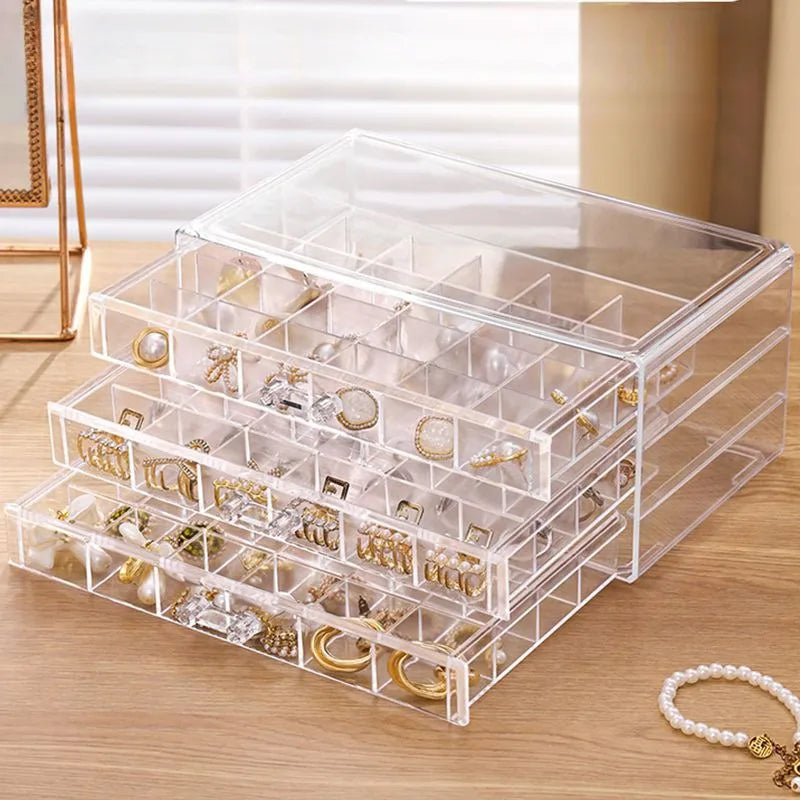 Drawer Style Transparent Jewelry Box Large Capacity Ring Earring Necklace Acrylic Jewelry Sorting Box Jewelry Box Organizer
